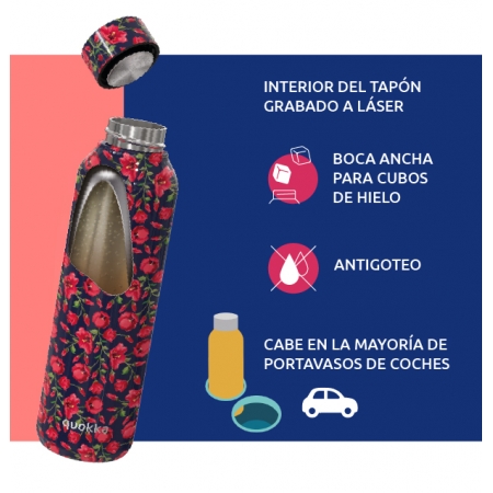 QUOKKA SOLID BOTELLA ACERO INOXIDABLE CON COLGADOR CHERRY RED 630 ML