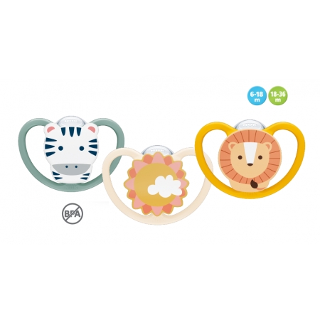 NUK SPACE 2 CHUPETES DE SILICONA 18-36 MESES CEBRA