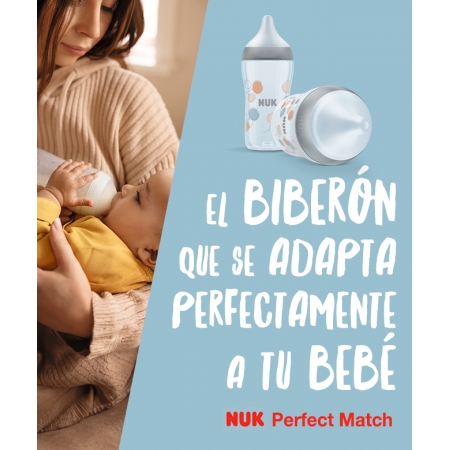 NUK PERFECT MATCH BIBERON PP TETINA DE SILICONA FLUJO M 260 ML WTP MINNIE ROJO