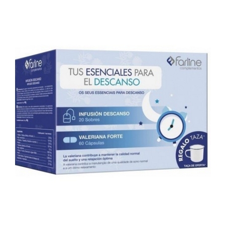 FARLINE DESCANSO ESENCIAL 20 INFUSIONES + 60 VALERIANA + TAZA