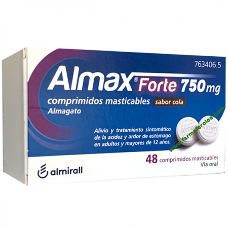 ALMAX FORTE 750 MG 48 COMPRIMIDOS MASTICABLES SABOR COLA