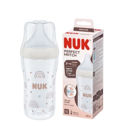 NUK PERFECT MATCH BIBERON PP TETINA DE SILICONA FLUJO M 260 ML ARCOIRIS