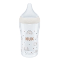 NUK PERFECT MATCH BIBERON CRISTAL +3 MESES TETINA DE SILICONA FLUJO M 230 ML ARCOIRIS