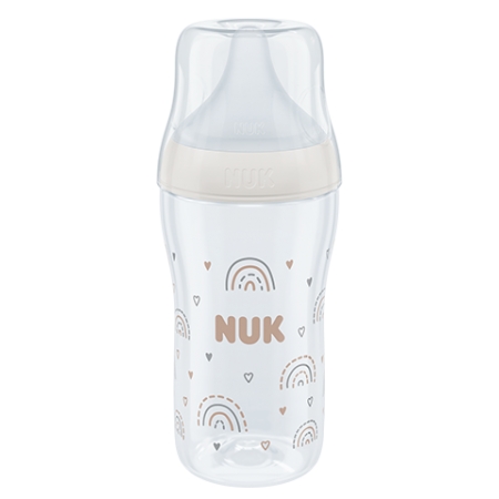 NUK PERFECT MATCH BIBERON CRISTAL +3 MESES TETINA DE SILICONA FLUJO M 230 ML ARCOIRIS