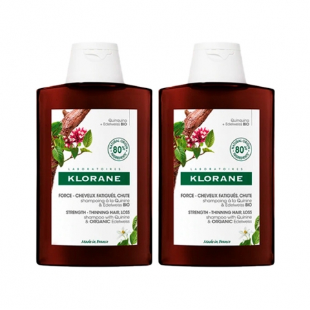 KLORANE DUPLO CHAMPU ANTICAIDA QUININA & EDELWEISS BIO 2X400 ML