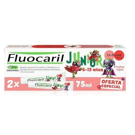 FLUOCARIL JUNIOR 6-12 AÑOS 2 X 75 ML FRUTOS ROJOS