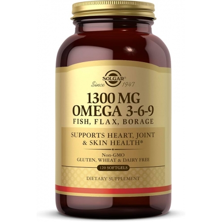 SOLGAR OMEGA 3-6-9 ACEITES DE PESCADO, LINO Y BORRAJA 60 CAPSULAS BLANDAS