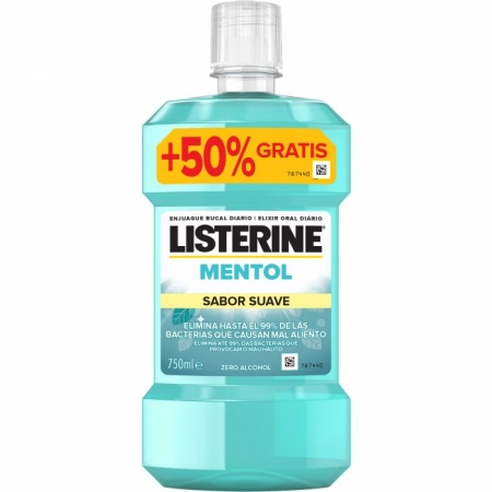 LISTERINE MENTOL SABOR SUAVE ZERO ALCOHOL 750 ML