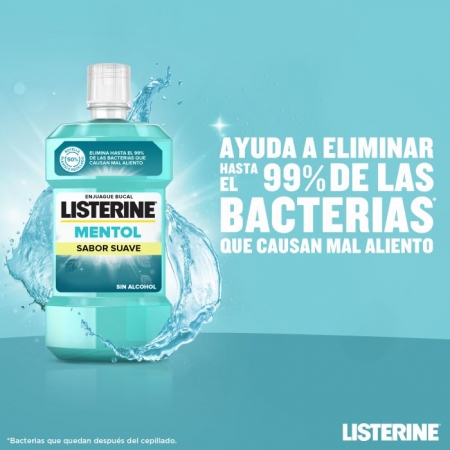 LISTERINE MENTOL SABOR SUAVE ZERO ALCOHOL 750 ML