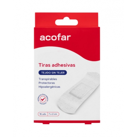 ACOFAR 16 TIRAS ADHESIVAS TEJIDO SIN TEJER HIPOALERGENICAS 7 X 2 CM