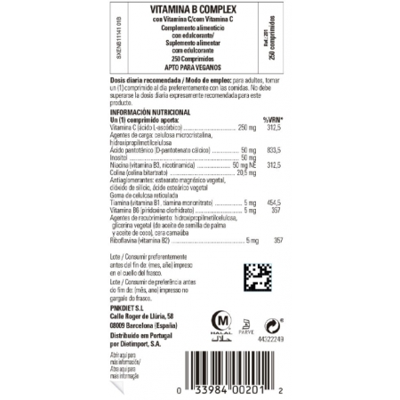 SOLGAR VITAMINA B COMPLEX CON VITAMINA C 250 COMPRIMIDOS