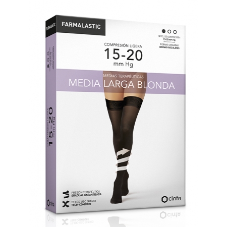 FARMALASTIC MEDIA LARGA (A-F) COMPRESION LIGERA BLONDA TALLA S COLOR NEGRO