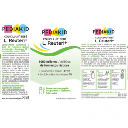 PEDIAKID COLICILLUS BEBE L. REUTERI GOTAS 1 BOTELLA 8 ML CON PIPETA