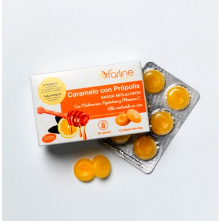 FARLINE 18 CARAMELOS GARGANTA PROPOLIS, MIEL Y LIMON