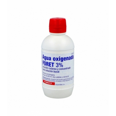 AGUA OXIGENADA FORET 30 MG/ML SOLUCION CUTANEA Y CONCENTRADO PARA SOLUCION BUCAL 1 FRASCO 250 ML