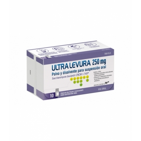 ULTRA-LEVURA 250 MG 10 FRASCOS POLVO Y DISOLVENTE PARA SUSPENSION ORAL