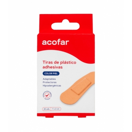 ACOFAR 20 TIRAS ADHESIVAS DE PLASTICO COLOR PIEL