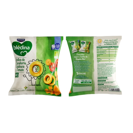 BLEDINA BIO SNACK ANILLOS DE ZANAHORIA CALABAZA Y TOMATE 20 G