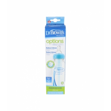 DR BROWN´S BIBERON NATURAL FLOW OPTIONS BOCA ESTRECHA 0M+ AZUL 250 ML
