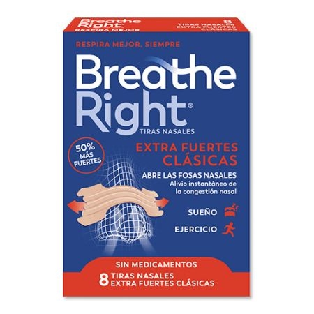 BREATHE RIGHT TRANSPARENTES 8 UNIDADES EXTRA FUERTES