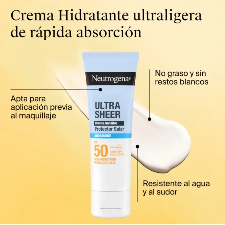 NEUTROGENA ULTRA SHEER CREMA INVISIBLE HIDRATANTE SPF50 50 ML