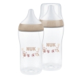 NUK PERFECT MATCH PACK 2 BIBERONES 3 MESES FLUJO M TETINA SILICONA 260 ML MONO