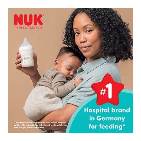 NUK PERFECT MATCH PACK 2 BIBERONES 3 MESES FLUJO M TETINA SILICONA 260 ML MONO