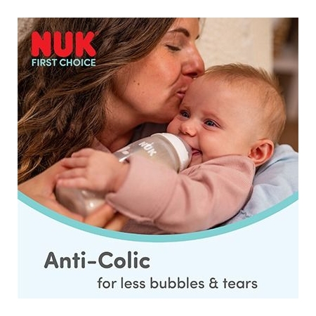 NUK FIRST CHOICE+ BIBERON 3 MESES TETINA DE SILICONA FLUJO M 300 ML COLORES SURTIDOS