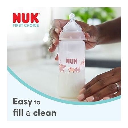 NUK FIRST CHOICE+ BIBERON 3 MESES TETINA DE SILICONA FLUJO M 300 ML COLORES SURTIDOS