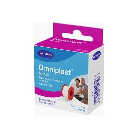 OMNIPLAST ESPARADRAPO HIPOALERGICO TELA BLANCA 2.5 CM X 5 M