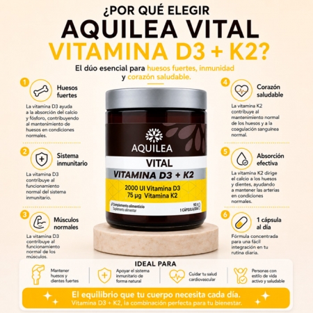 AQUILEA VITAL VITAMINA D3 + K2 90 CAPSULAS