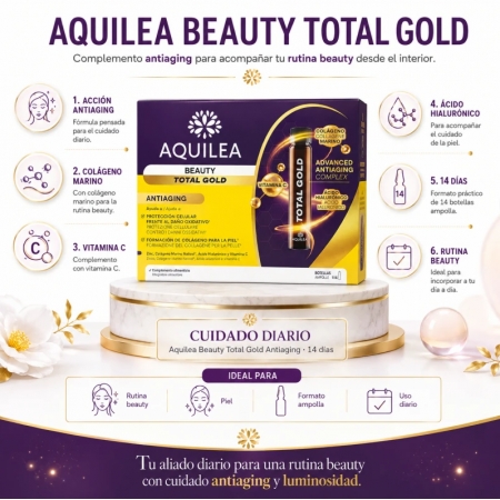 AQUILEA BEAUTY TOTAL GOLD 14 AMPOLLAS BEBIBLES