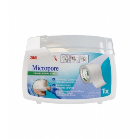 MICROPORE ESPARADRAPO HIPOALERGICO PAPEL CON PORTAROLLOS 7,5 M X 2,5 CM COLOR BLANCO