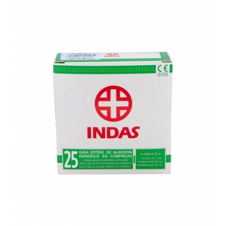 INDAS GASA ESTERIL ALGODON HIDROFILO 25 UNIDADES