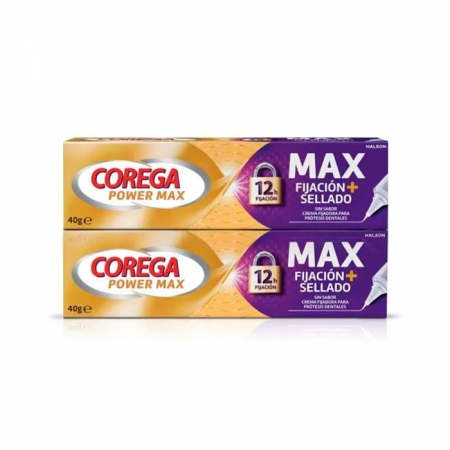 COREGA MAX FIJACION + SELLADO ADHESIVO PROTESIS DENTAL 2 ENVASES 40 G