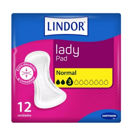 LINDOR LADY PAD 3 GOTAS INCONTINENCIA ORINA NORMAL 24 COMPRESAS