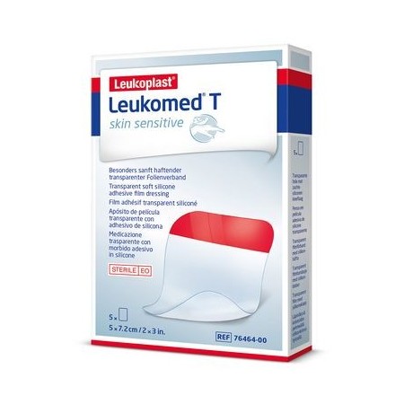 LEUKOMED T SKIN SENSITIVE 5 APOSITOS ESTERILES DE SILICONA 5 X 7.2 CM