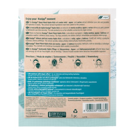 KNEIPP SHEET MASK HYDRO KICK 1 U -BAJA-