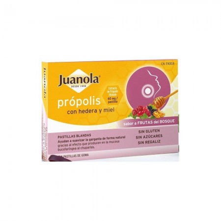 JUANOLA 24 PASTILLAS BLANDAS DE PROPOLIS CON HEDERA Y MIEL SABOR FRUTAS DEL BOSQUE