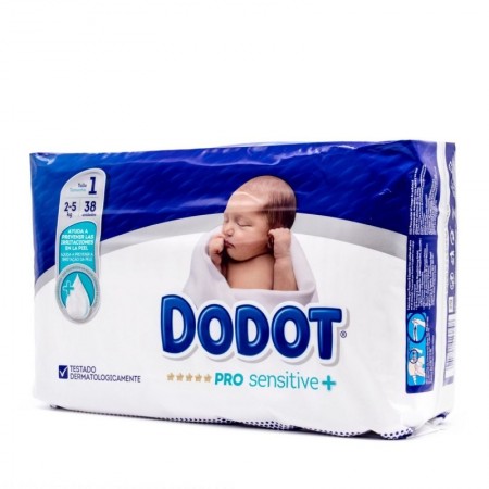 DODOT 38 PAÑALES PRO SENSITIVE+ TALLA 1 DE 2 A 5 KG -BAJA-